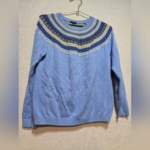 Talbots Blue and White Patterned Sweater
